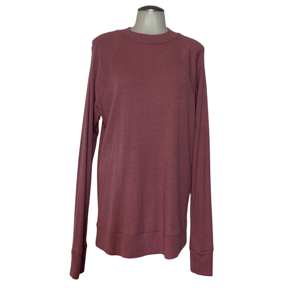 Gaiam‎ Ribbed Long Sleeve  banded Sweater Top XL Dusty Rose NWOTPreowned Soft
